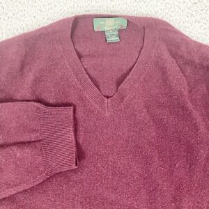 Orvis Sweater Mens XL Red 100% Cashmere V Neck Knit Pullover Classic Warm